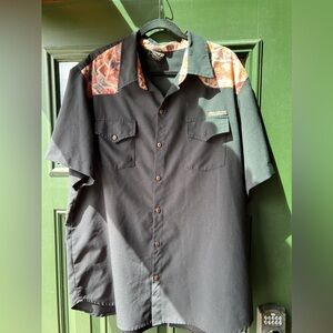 Men’s black adult-themed button down casual shirt